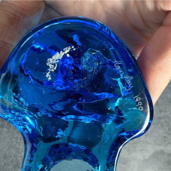 Bluebird of Happiness Ron Ray 1990 hand blown votive holder signed - Picture 6 of 8